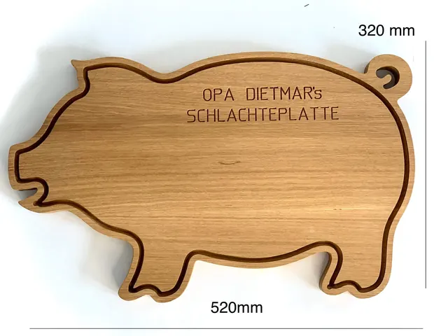Schneidebrett in Schweineform in voller Ansicht