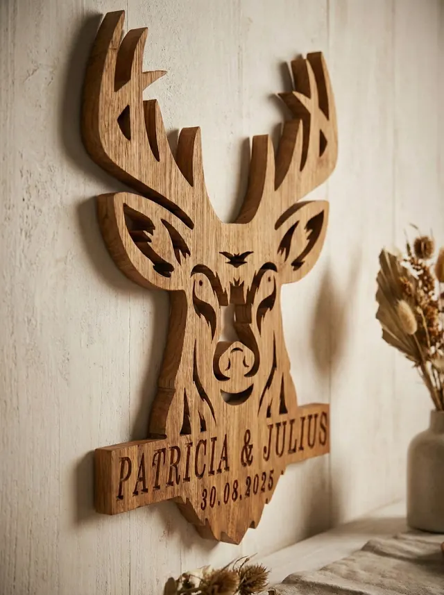 Detailansicht der Hirsch-Wanddeko