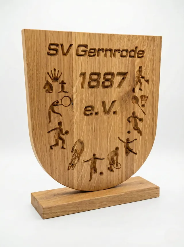 Sportvereinswappen in Carve-Technik graviert